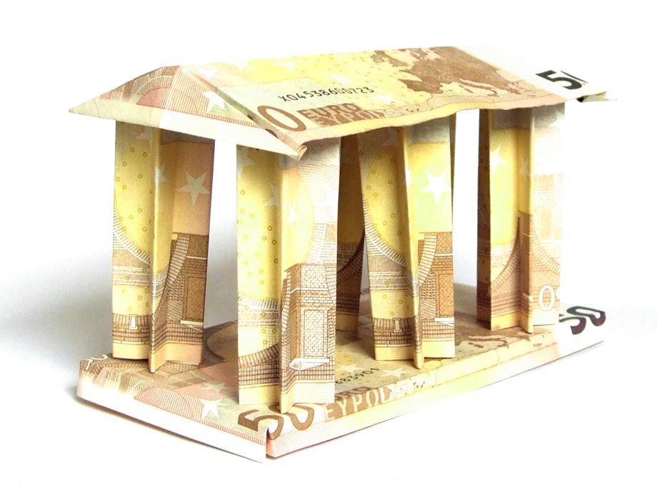 Money Origami Greek Temple