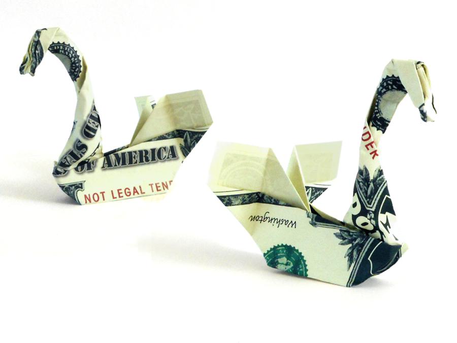 Origami Zwanen van Geld Origami Zwanen van Geld