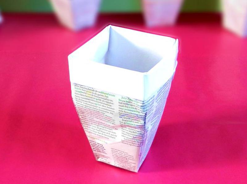 Newspaper Origami vase