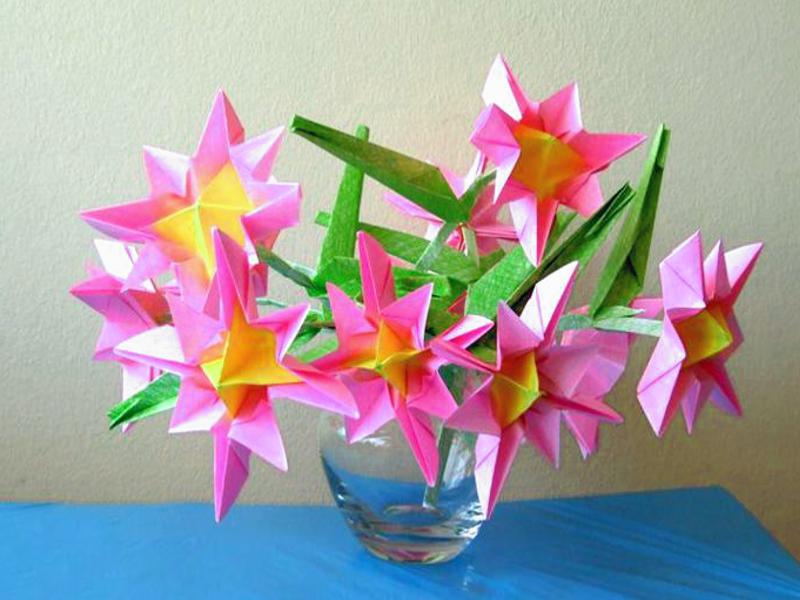 Roze Origami Bloemen